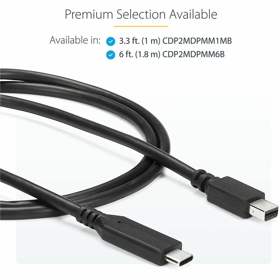 StarTech.com 1 m / 3.3 ft. USB-C to Mini DisplayPort Cable - 4K 60Hz - Black - USB 3.1 Type-C to Mini DP Adapter Cable - mDP Cable — CDP2MDPMM1MB