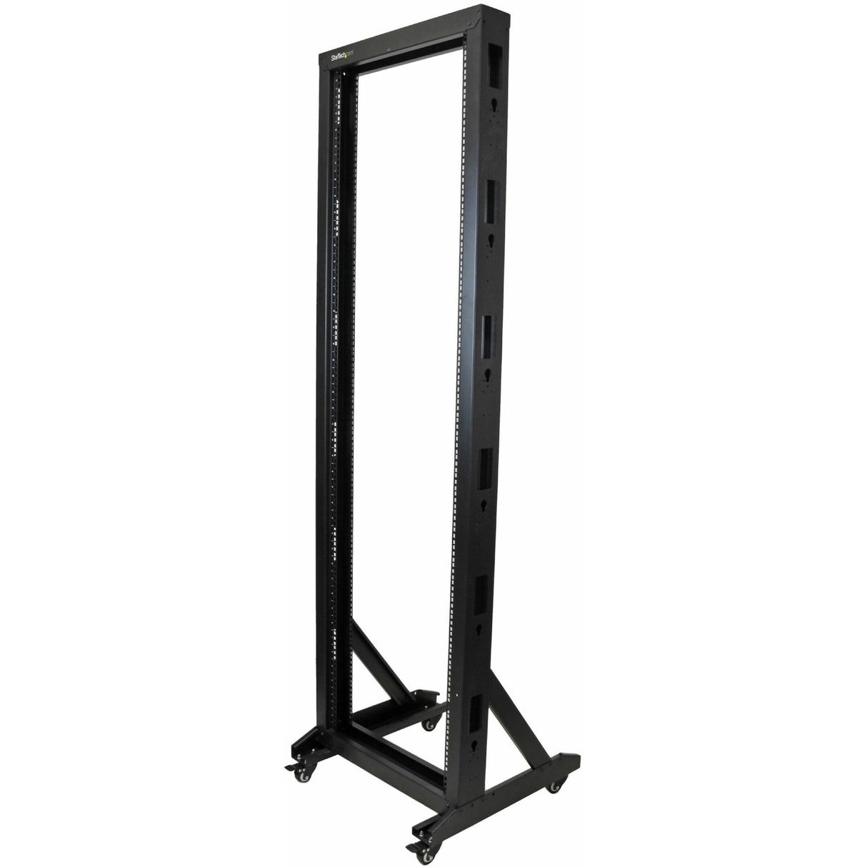 StarTech.com 2-Post 42U Mobile Open Frame Server Rack, Two Post 19in Network Rack with Casters, Rolling Open Rack for AV/Data/IT Equipment — 2POSTRACK42