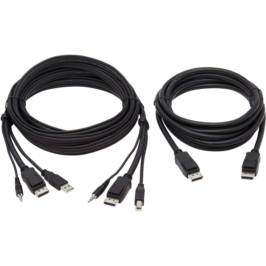 Eaton Tripp Lite Series Dual DisplayPort KVM Cable Kit - DP, USB, 3.5 mm Audio (3xM/3xM) + DP (M/M), 4K, 4:4:4, 10 ft. (3.05 m), Black — P783-010-DP