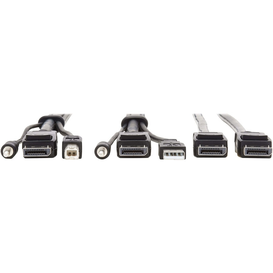 Eaton Tripp Lite Series Dual DisplayPort KVM Cable Kit - DP, USB, 3.5 mm Audio (3xM/3xM) + DP (M/M), 4K, 4:4:4, 10 ft. (3.05 m), Black — P783-010-DP