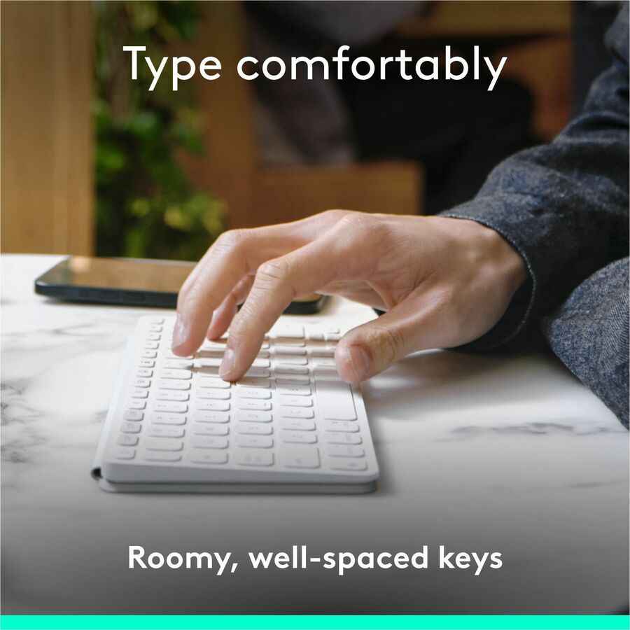 Logitech Keys-To-Go 2 Portable Bluetooth Keyboard for Tablet With Built-in Cover, Slim and Compact Wireless Keyboard for Windows, Android, Linux, iPad, iPhone, Mac, Apple TV (Pale Grey) — 920-012919
