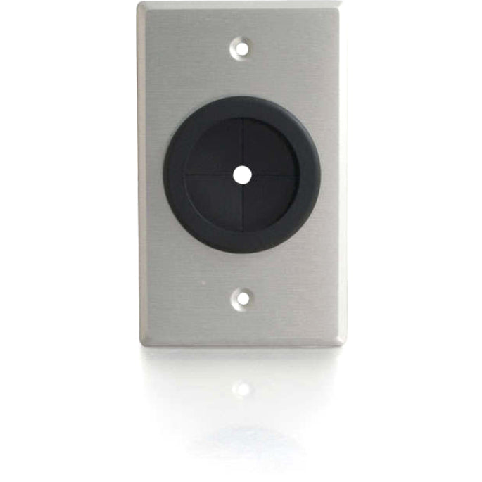 C2G 1.5in Grommet Cable Pass Through Single Gang Wall Plate - Brushed Aluminum — 40489