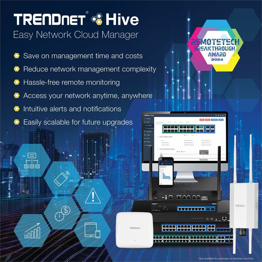 TRENDnet 28-Port Gigabit Web Smart Switch; 24 x Gigabit Ports; 4 x Shared Gigabit Ports (RJ-45/SFP); VLAN; QoS; LACP; IPv6; 56Gbps Switching Capacity; Lifetime Protection; TEG-284WS
