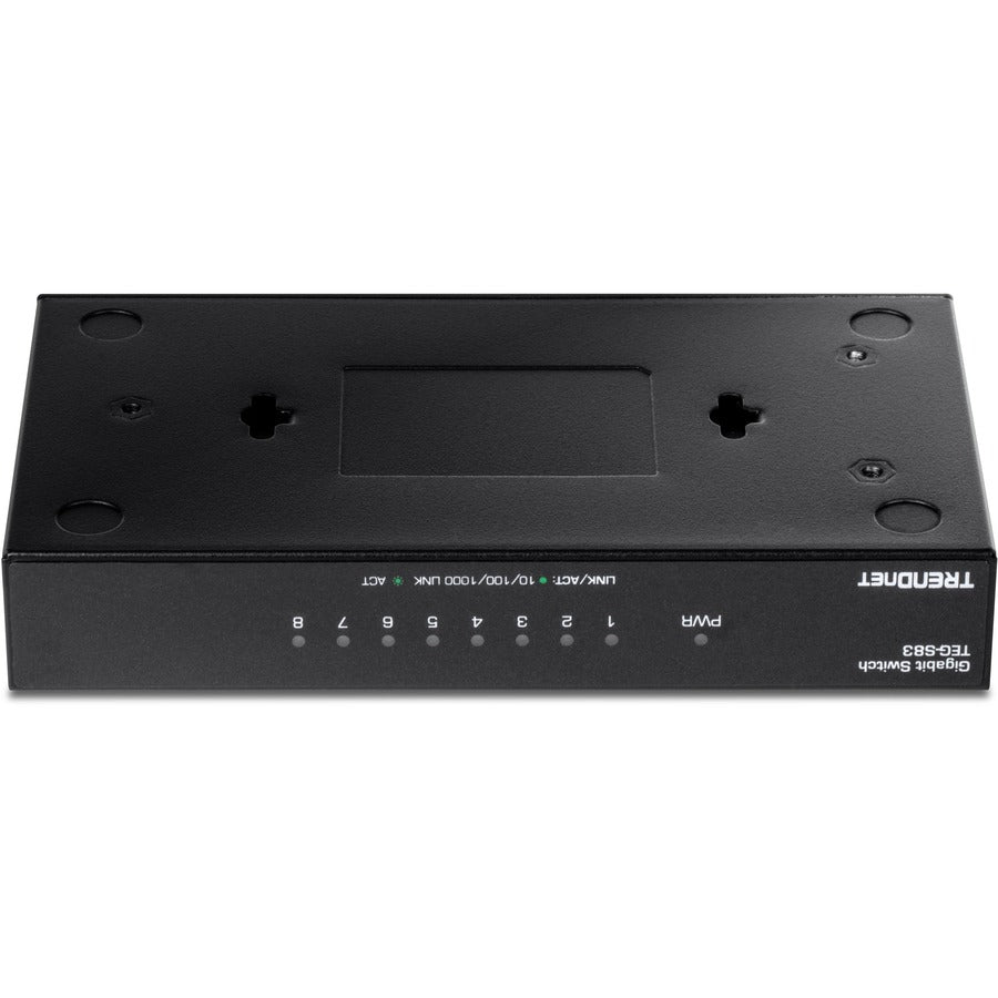 TRENDnet 8-Port Gigabit Desktop Switch, TEG-S83, 8 x Gigabit RJ-45 Ports, 16Gbps Switching Capacity, Fanless Design, Metal Enclosure, Lifetime Protection, Black — TEG-S83