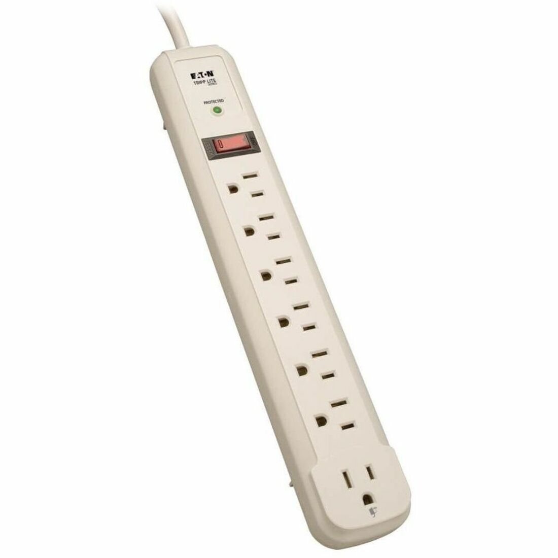 Eaton Tripp Lite Series Protect It! 7-Outlet Surge Protector, 4 ft. (1.22 m) Cord, 1080 Joules, 1 Diagnostic LED, Light Gray Housing — TLP74R