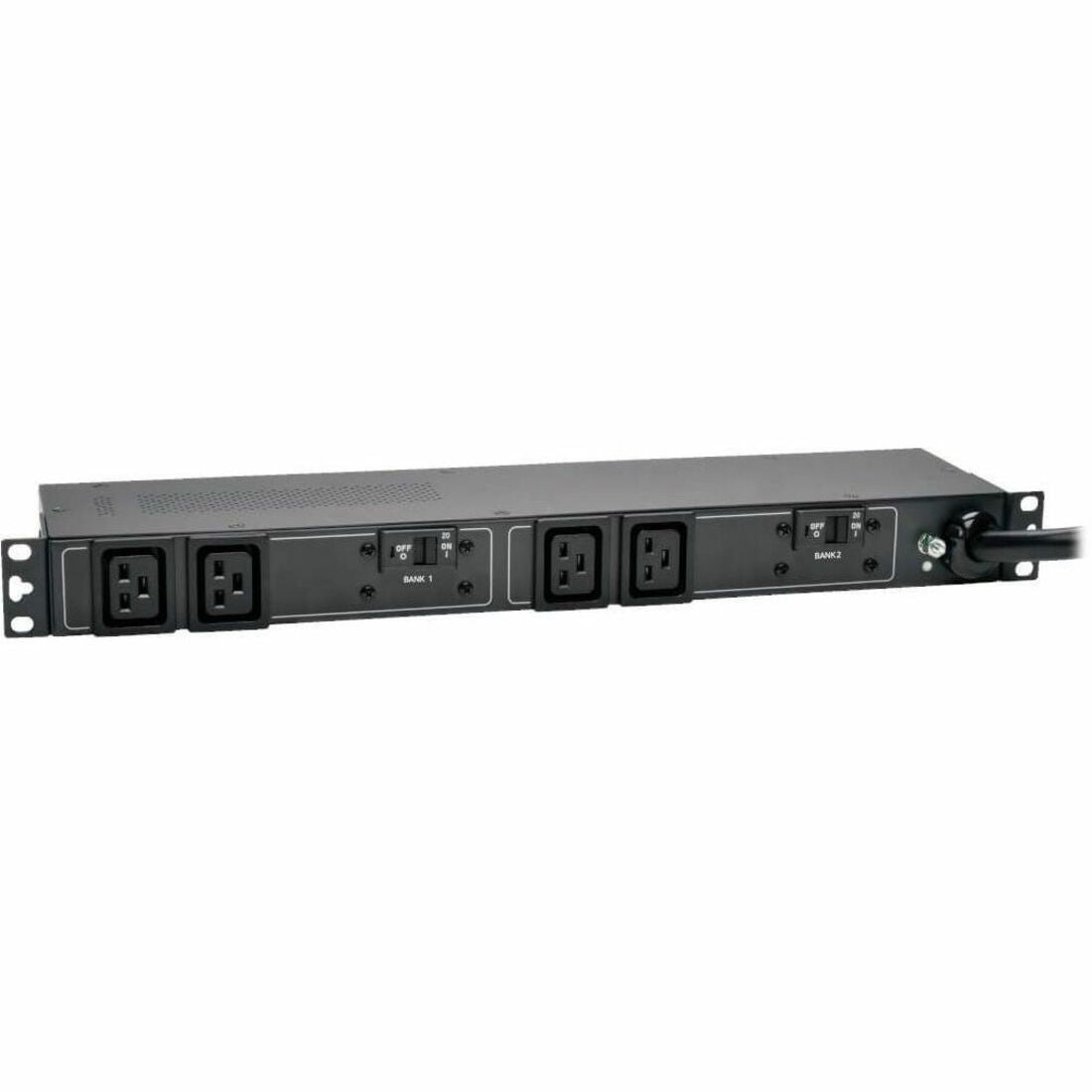 Eaton Tripp Lite Series 5.8kW Single-Phase 200-240V Basic PDU, 4 C19 Outlets, NEMA L6-30P Input, 12 ft. (3.66 m) Cord, 1U Rack-Mount — PDUH30HV19