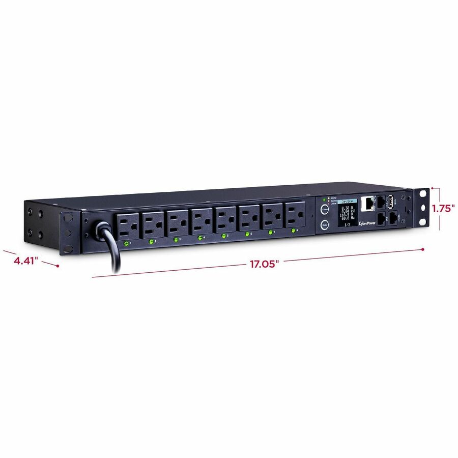 CyberPower PDU81001 100 - 120 VAC 15A Switched Metered-by-Outlet PDU — PDU81001