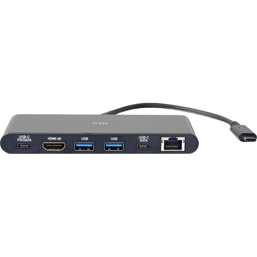 C2G USB-C 6-in-1 Dual Display Docking Station - 60W Power Supply, HDMI, Ethernet, USB, 3.5mm Audio and Power Delivery - 4K 30Hz — 28845