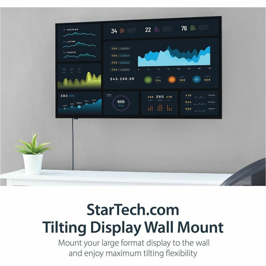 StarTech.com Flat Screen TV Wall Mount - Tilting - For 32" to 75" TVs - Steel - VESA TV Mount - Monitor Wall Mount — FLATPNLWALL