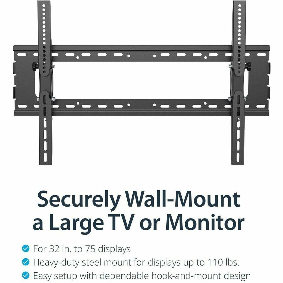 StarTech.com Flat Screen TV Wall Mount - Tilting - For 32" to 75" TVs - Steel - VESA TV Mount - Monitor Wall Mount — FLATPNLWALL