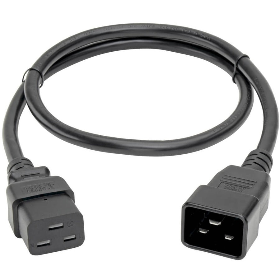 Eaton Tripp Lite Series Power Extension Cord, C19 to C20 - Heavy-Duty, 15A, 250V, 14 AWG, 3 ft. (0.91 m), Black — P036-003-15A