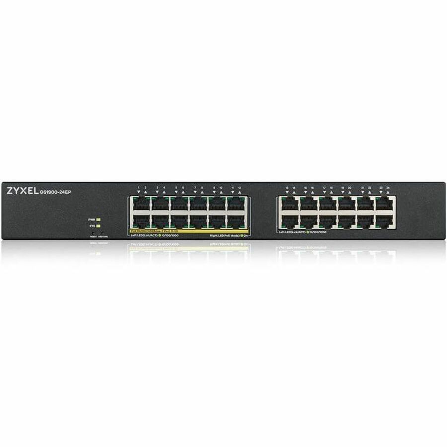 ZYXEL GS1900-24EP 24-Port Gigabit Smart Managed PoE Switch (Compact Design) | 12 PoE+ Ports at 130W — GS1900-24EP