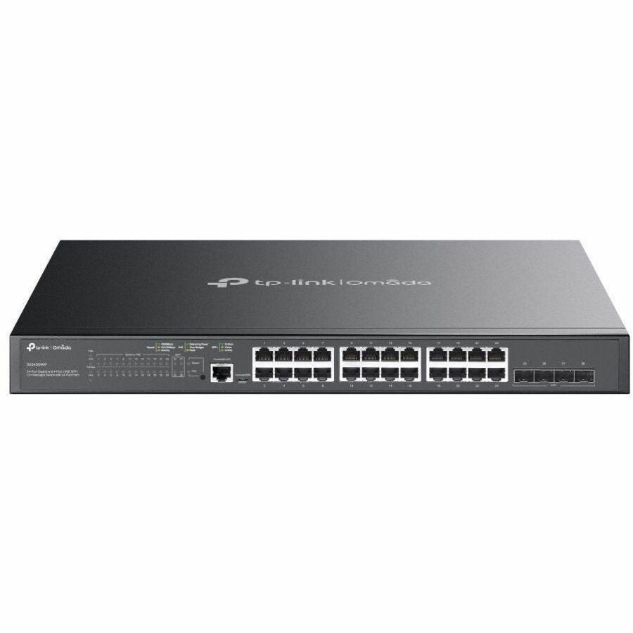 Omada 24-Port Gigabit and 4-Port 10GE SFP+ L2+ Managed Switch with 24-Port PoE+ — SG3428XMP
