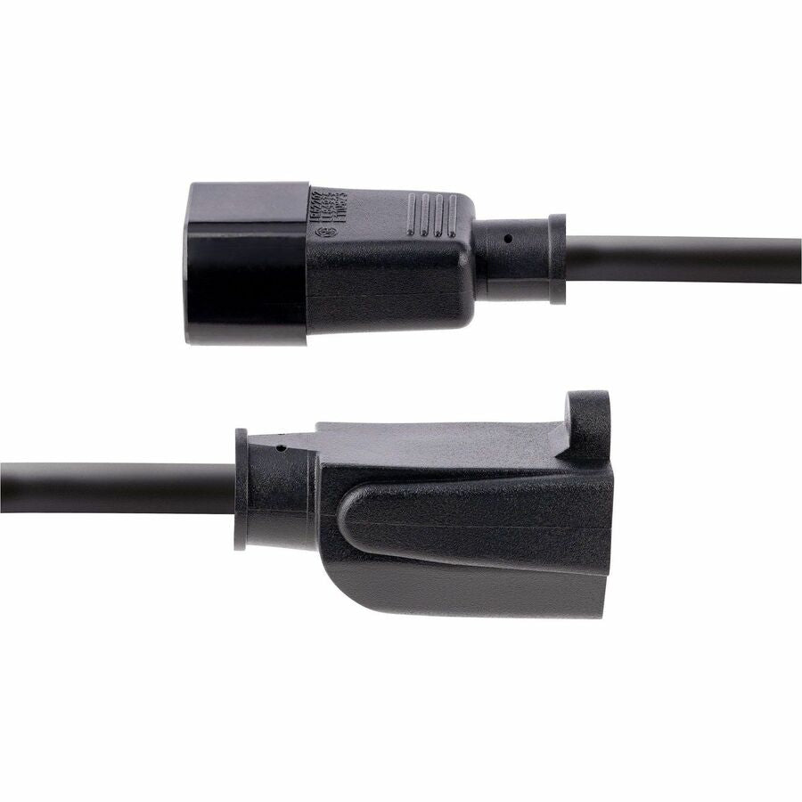 StarTech.com 1ft (0.3m) Power Extension Cord, IEC C14 to NEMA 5-15R, 10A 125V, 18AWG, Black, Outlet Extension Cable for Network Equipment — PAC10010PK