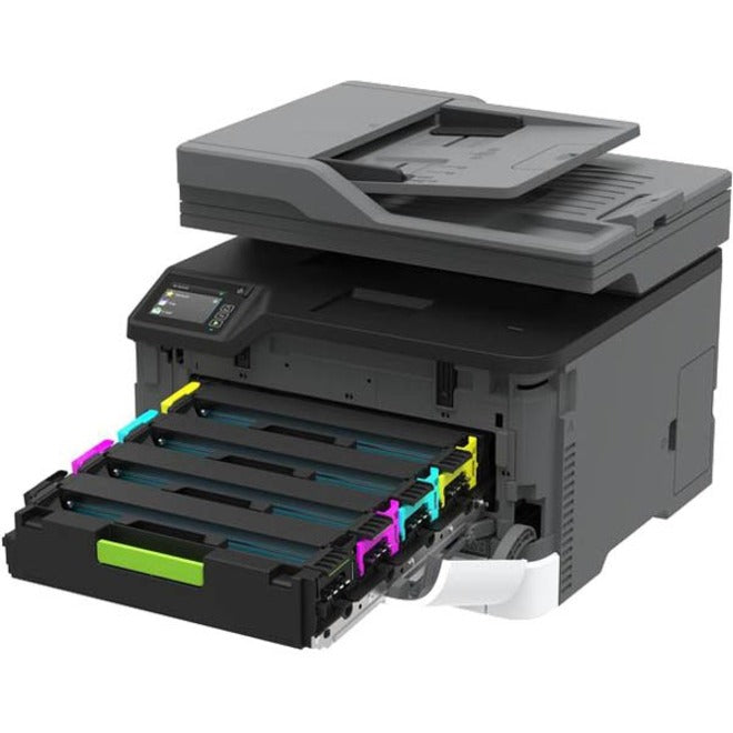 Lexmark CX431adw Laser Multifunction Printer-Color-Copier/Fax/Scanner-26 ppm Mono/26 ppm Color Print-2400x600 dpi Print-Automatic Duplex Print-75000 Pages-251 sheets Input-600 dpi Optical Scan-Color Fax-Wireless LAN — 40N9370
