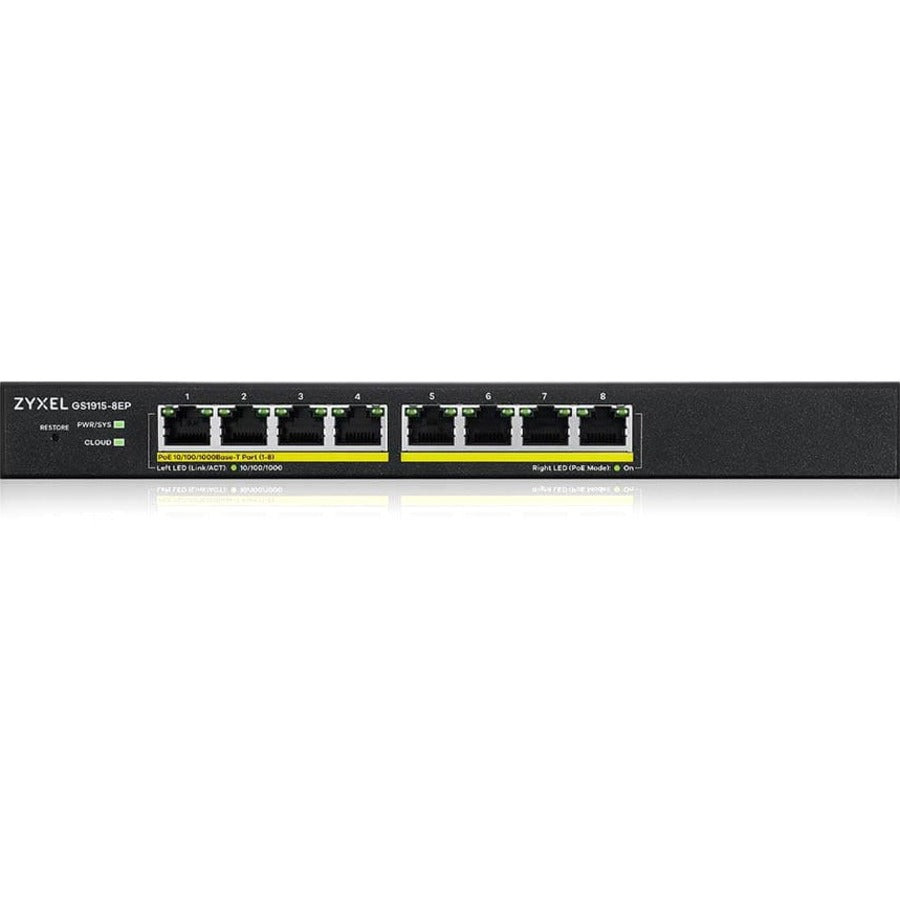ZYXEL GS1915-8EP 8-Port Gigabit Smart Nebula Cloud Managed PoE Switch | 8 PoE+ Ports at 60W — GS1915-8EP