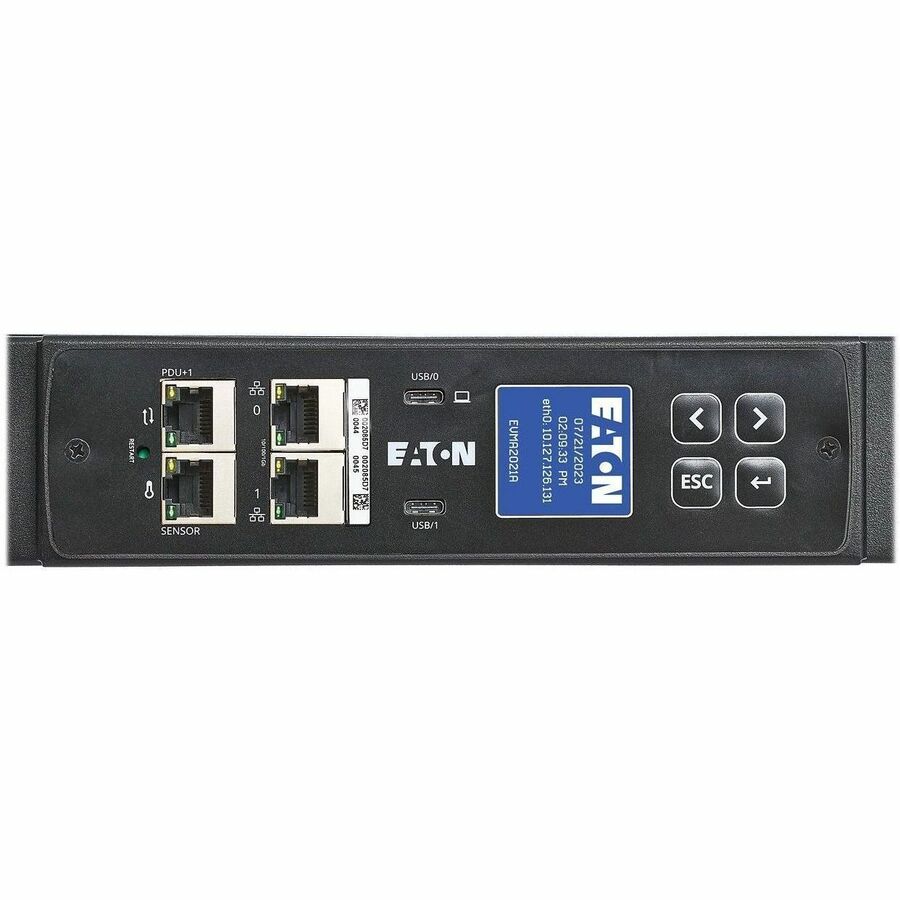 Eaton 3-Phase Managed Rack PDU G4, 120/208V, 24 Outlets, 16A, 5.8kW, L21-20 Input, 10 ft. Cord, 0U Vertical — EVMA2120A