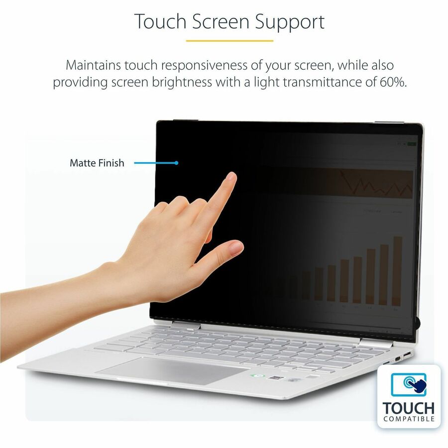 StarTech.com 14-inch 16:10 Flip-Over Privacy Screen w/Touch, Anti-Glare Privacy Filter, Laptop Monitor Screen Protector, Blue Light Filter — 14LT6-PRIVACY-SCREEN