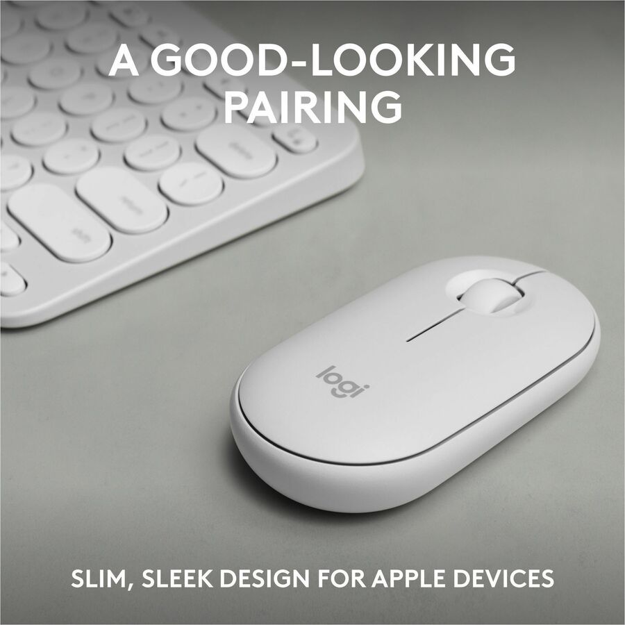 Logitech Pebble 2 Combo for Mac, Wireless Keyboard and Mouse, Slim, Quiet and Portable, Tonal White — 920-012201