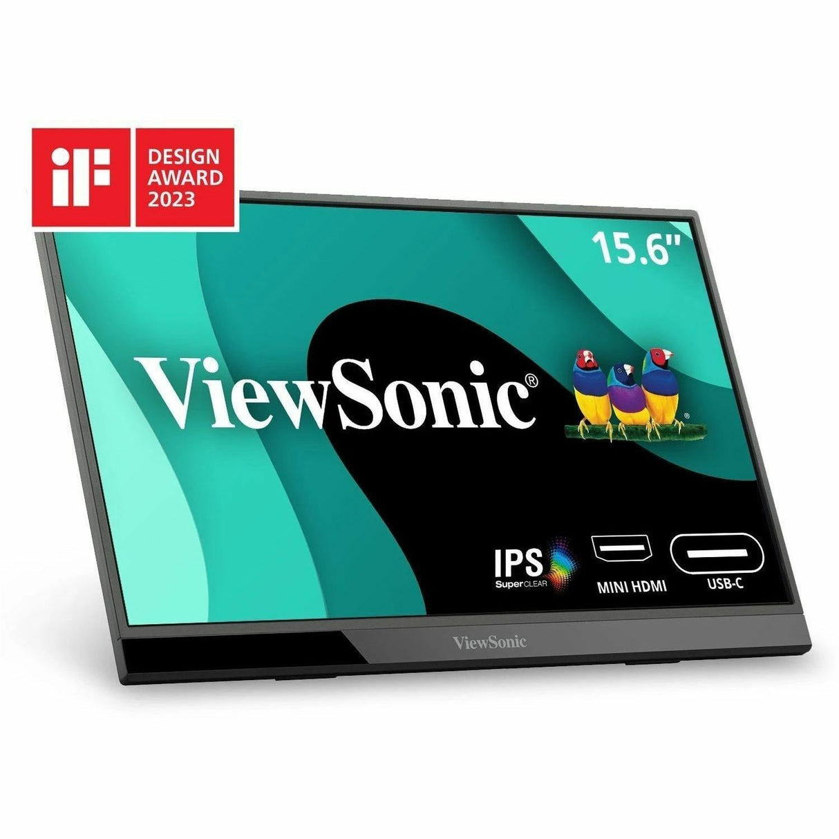 ViewSonic VX1655 15.6 Inch 1080p FHD Portable LED IPS Monitor with 2 Way Powered 60W USB C, Mini HDMI, Dual Speakers, and Built-in Stand with Tripod Mount — VX1655