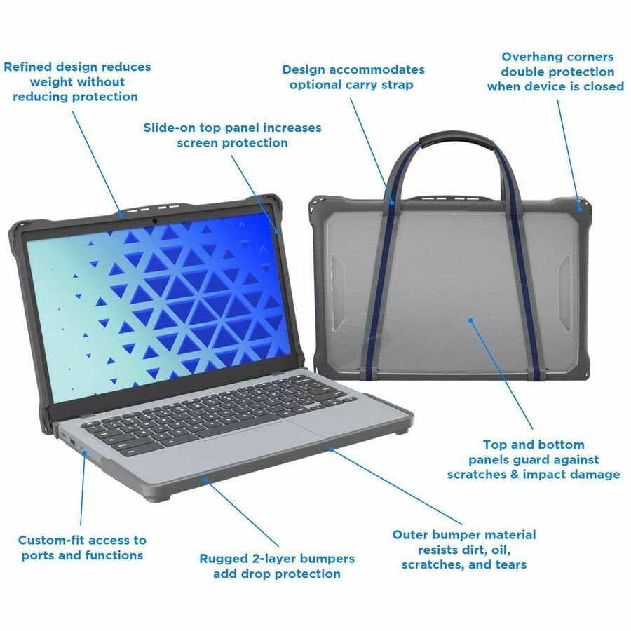 Extreme Shell-F2 Slide Case for HP Fortis Chromebook G10 11" and Clamshell Chromebook 11" G8/G9 (Gray/Clear) — HP-ESF-FCB-G10-GRY