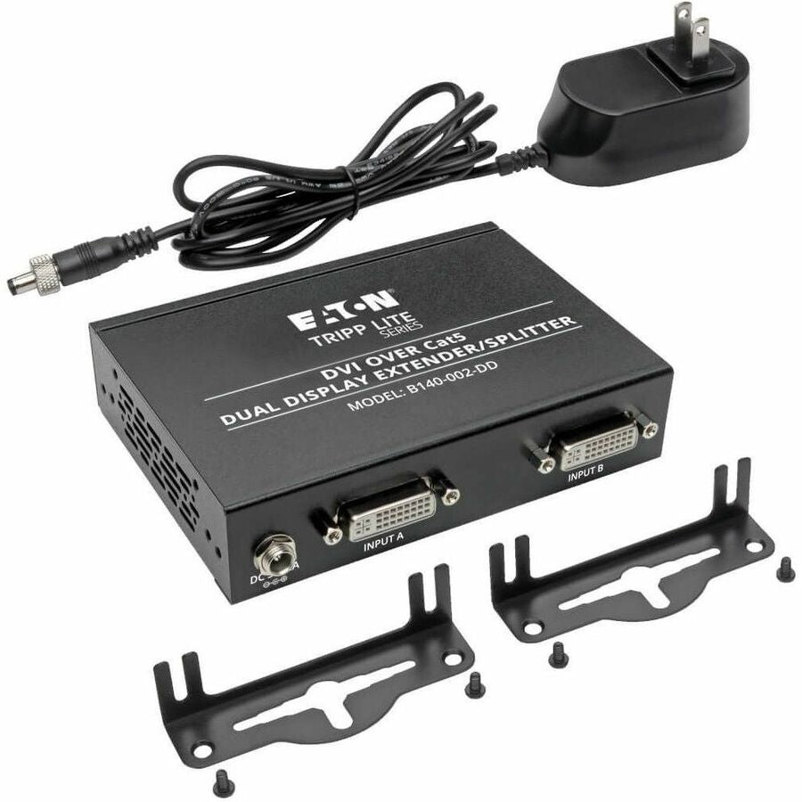 Eaton Tripp Lite Series 2-Port DVI over Cat5/6 Splitter/Extender, Box-Style Transmitter for Video, Dual-Display DVI-D, 200 ft. (60 m), TAA — B140-002-DD