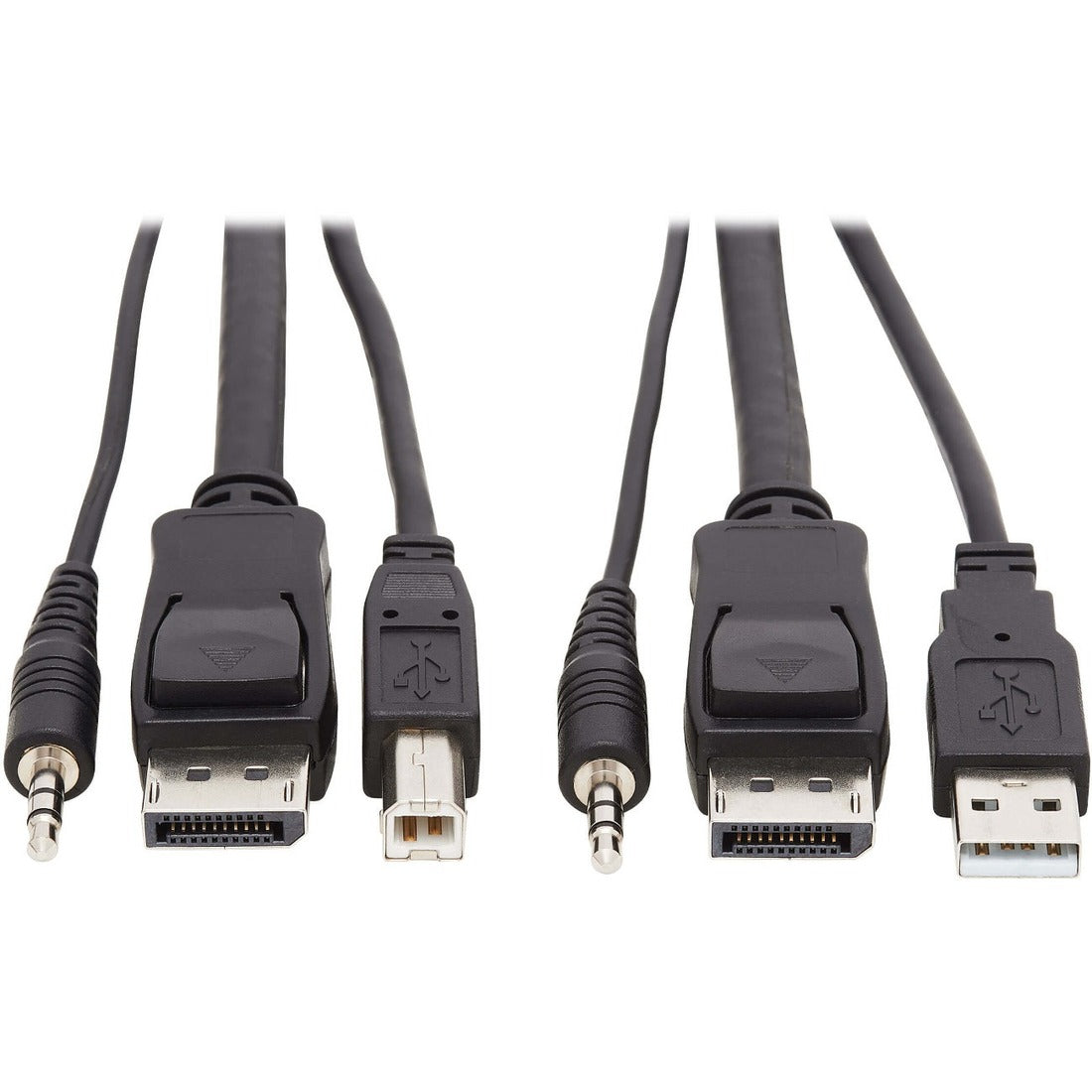 Eaton Tripp Lite Series DisplayPort KVM Cable Kit, 3 in 1 - 4K DisplayPort, USB, 3.5 mm Audio (3xM/3xM), 4:4:4, 10 ft. (3.05 m), Black — P783-010