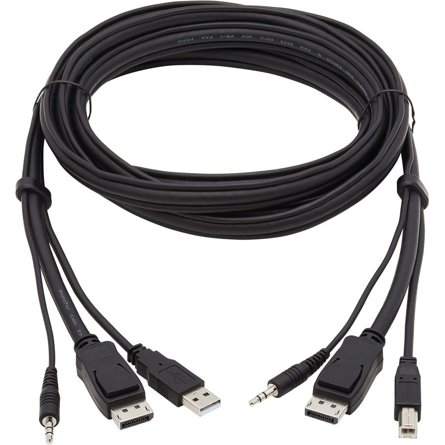 Eaton Tripp Lite Series DisplayPort KVM Cable Kit, 3 in 1 - 4K DisplayPort, USB, 3.5 mm Audio (3xM/3xM), 4:4:4, 10 ft. (3.05 m), Black — P783-010