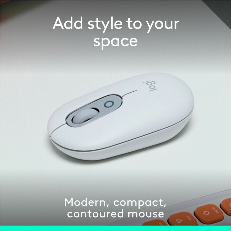 Logitech POP Mouse, Compact and Portable Wireless Bluetooth Mouse With Programmable Buttons and Quiet Clicks, Easy-Switch Between up to 3 Devices, Off-White — 910-007408