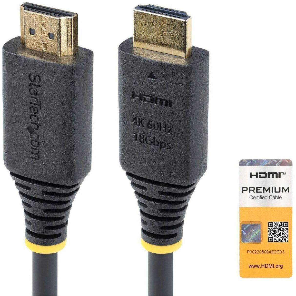 StarTech.com 15ft (4.5m) Premium Certified High Speed HDMI Cable, 4K 60Hz/1440p 144Hz, 18Gbps, UHD HDMI 2.0 Cord, TPE Jacket — HDMI2-CABLE-4K60-15F