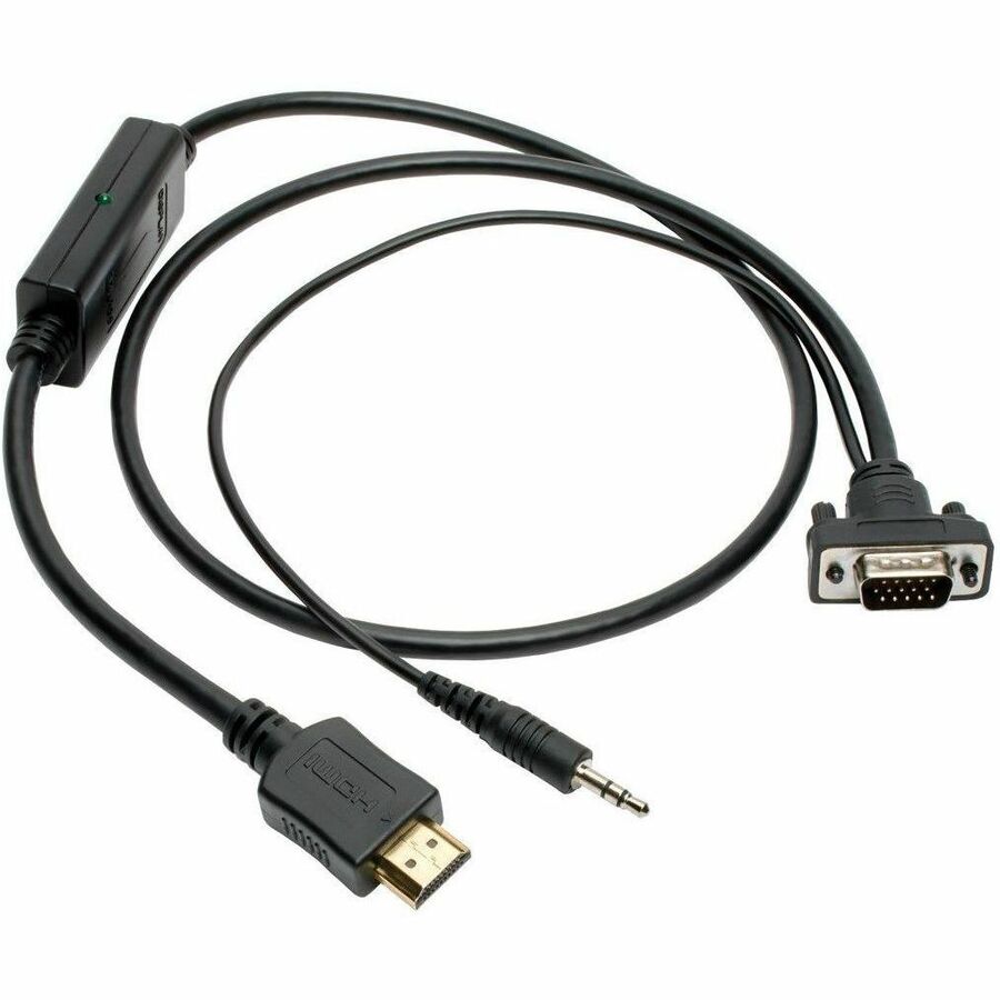Eaton Tripp Lite Series HDMI to VGA + Audio Active Adapter Cable (HDMI to Low-Profile HD15 + 3.5 mm M/M), 6 ft. (1.8 m), TAA — P566-006-VGA-A