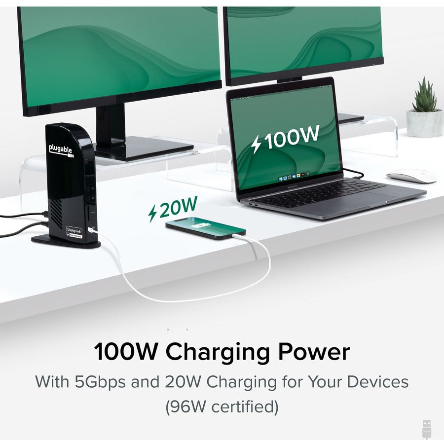 Plugable 13-in-1 USB-C Triple Monitor Docking Station with 100W Charging, Compatible with Windows, Mac, and Chrome with Thunderbolt 3 / 4 or USB-C — UD-ULTCDL