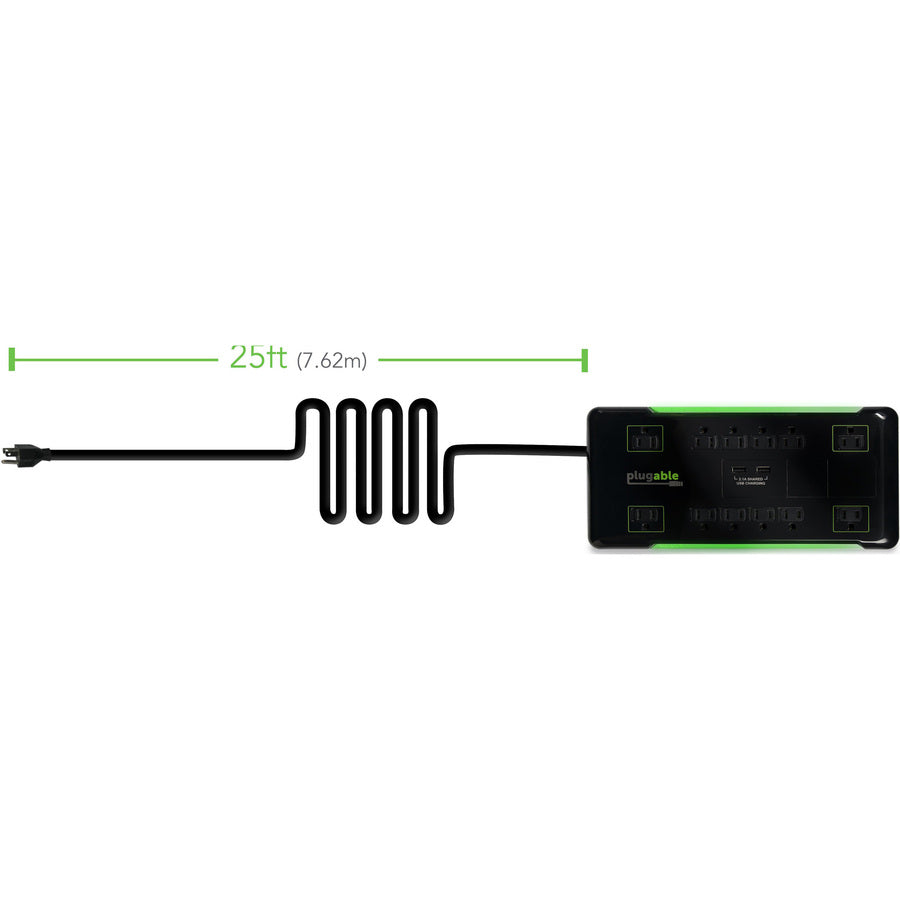 Plugable Surge Protector Power Strip with USB and 12 AC Outlets — PS12-USB25
