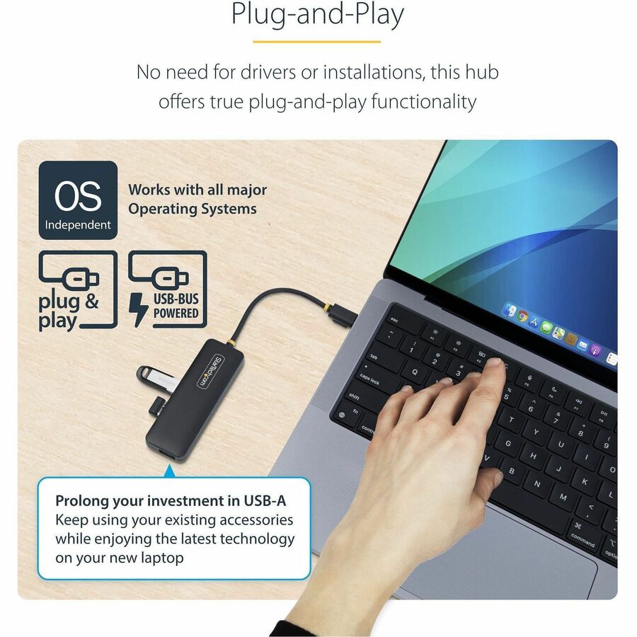 StarTech.com StarTech.com 4-Port USB-C Hub, 5Gbps, USB-C to 4x USB-A, Bus Powered, Small Travel Mini Hub, USB 3.0 Expansion Hub, Portable — H5C4A-USB-HUB