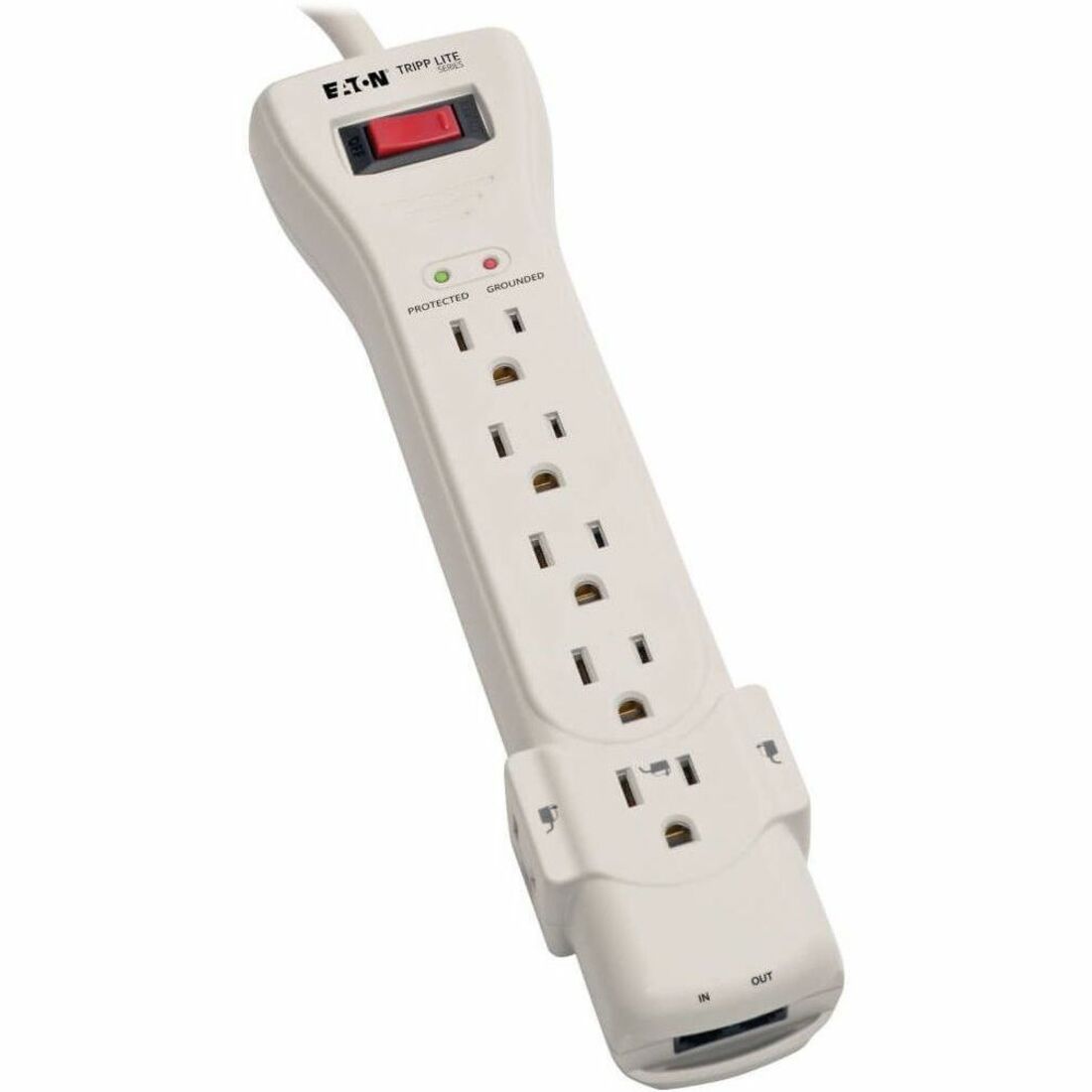 Eaton Tripp Lite Series Protect It! 7-Outlet Surge Protector, 15 ft. (4.57 m) Cord, 2520 Joules, Fax/Modem Protection, RJ11 — SUPER7TEL15