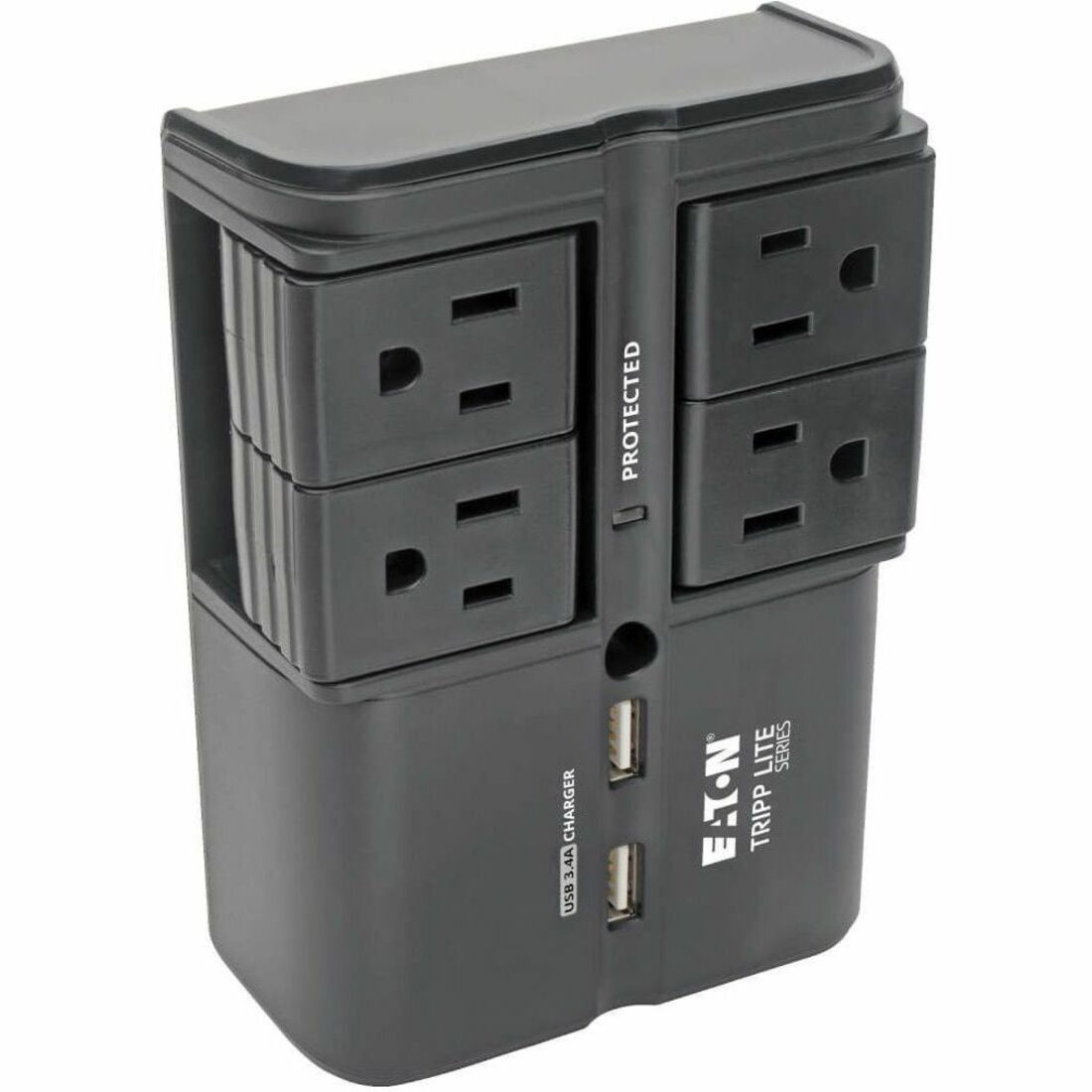 Eaton Tripp Lite Series Protect It! Surge Protector with 4 Rotatable Outlets, Direct Plug-In, 1080 Joules, 3.4A USB Charger — SK40RUSBB