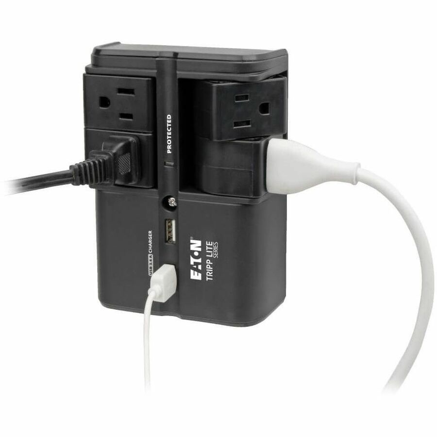 Eaton Tripp Lite Series Protect It! Surge Protector with 4 Rotatable Outlets, Direct Plug-In, 1080 Joules, 3.4A USB Charger — SK40RUSBB