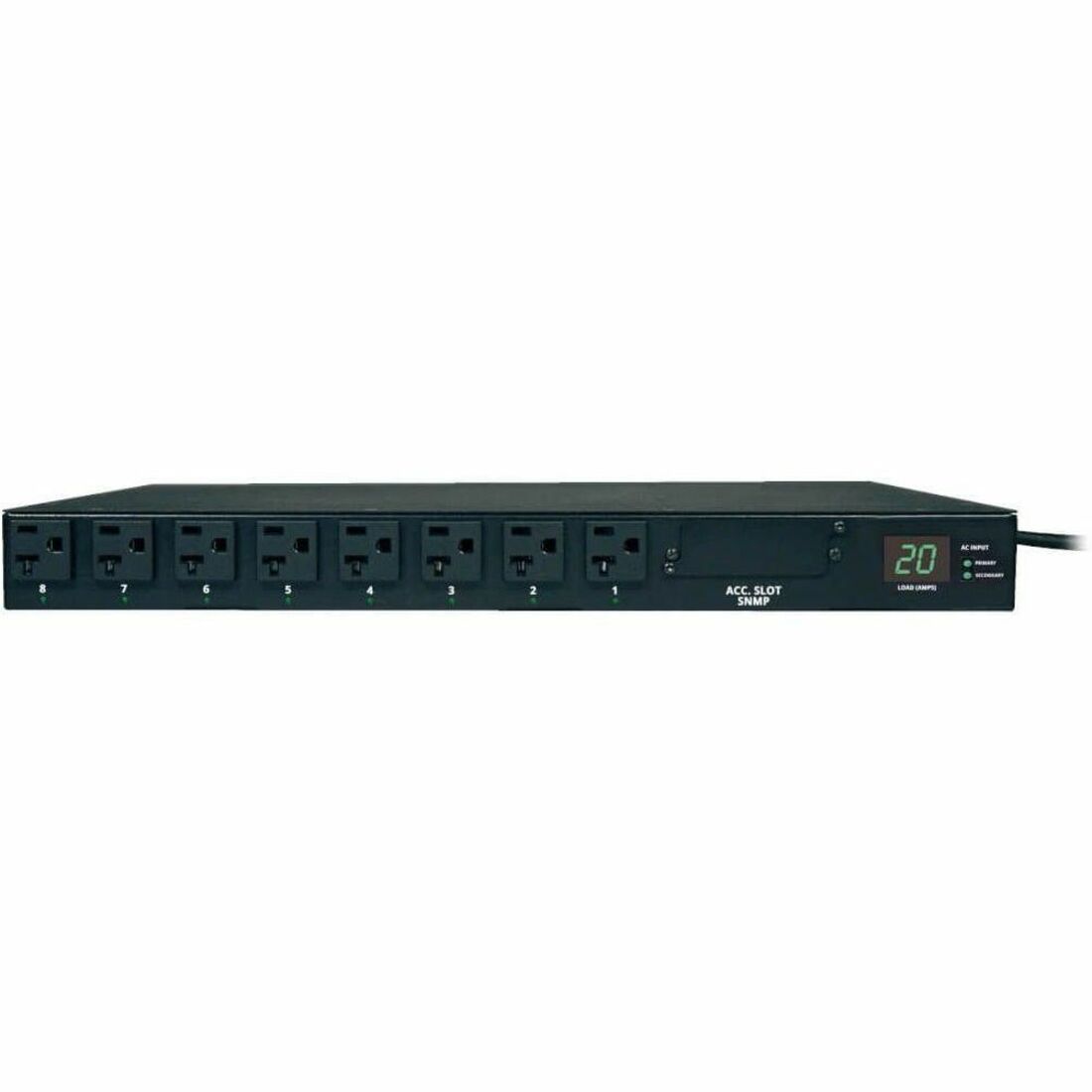 Eaton Tripp Lite Series 1.9kW Single-Phase Local Metered Automatic Transfer Switch PDU, 2 120V L5-20P / 5-20P Inputs, 16 5-15/20R Outputs, 1U, TAA — PDUMH20AT