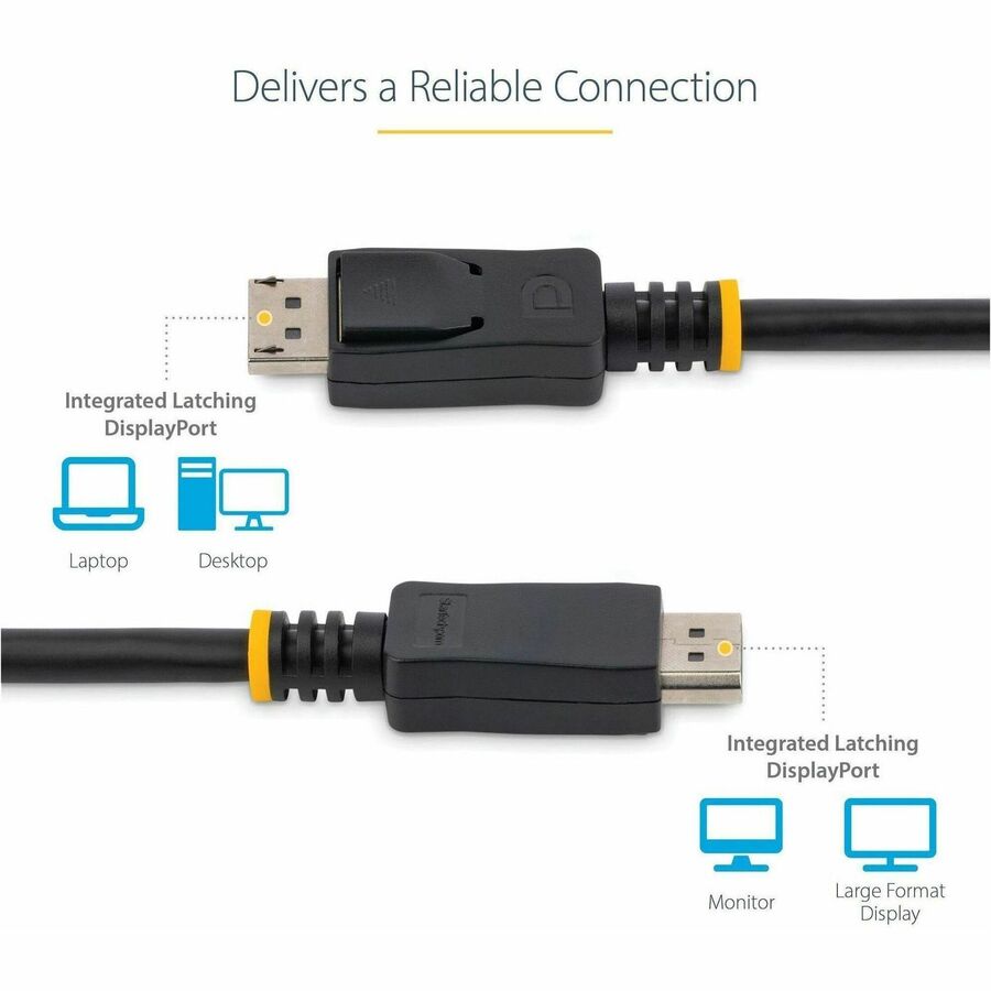 StarTech.com 3ft (1m) DisplayPort 1.2 Cable, 4K x 2K UHD VESA Certified DisplayPort Cable, DP Cable/Cord for Monitor, w/ Latches — DISPLPORT3L