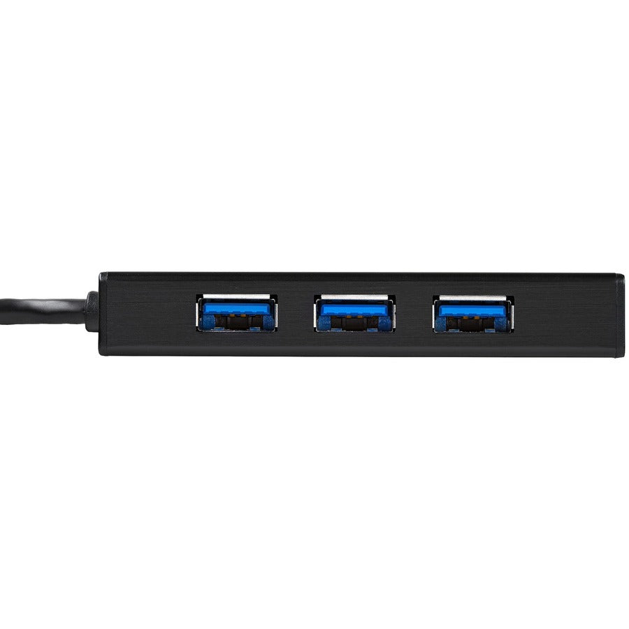 StarTech.com 3 Port Portable USB 3.0 Hub with Gigabit Ethernet Adapter NIC - 5Gbps - Aluminum w/ Cable — ST3300GU3B