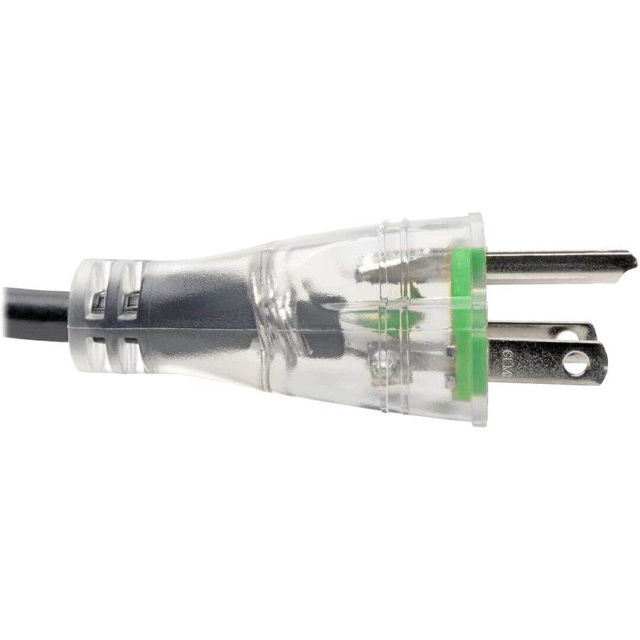 Eaton Tripp Lite Series Hospital-Grade Power Cord, NEMA 5-15P to C13 - Green Dot, 13A, 125V, 16 AWG, 10 ft. (3.05 m), Clear Plugs — P006-010-HG13CL