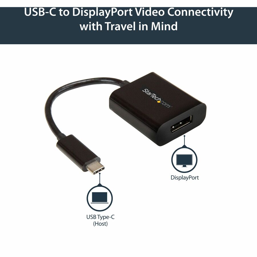 StarTech.com USB C to DisplayPort Adapter 4K 60Hz - USB Type-C to DP 1.4 Monitor Video Converter (DP Alt Mode) - Thunderbolt 3 Compatible — CDP2DP