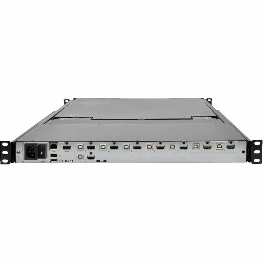 Eaton Tripp Lite Series NetDirector 8-Port 1U Rack-Mount Console HDMI KVM Switch with 17 in. LCD and IP Remote Access, Dual Rail, TAA — B030-008-17-IP