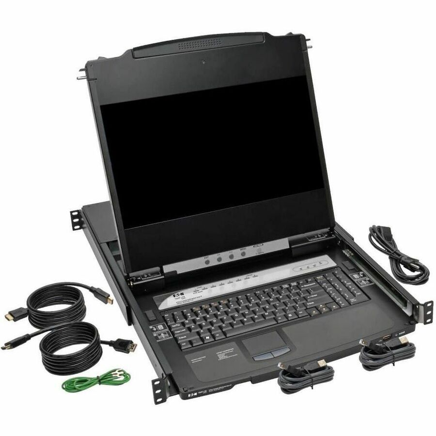 Eaton Tripp Lite Series NetDirector 8-Port 1U Rack-Mount Console HDMI KVM Switch with 17 in. LCD and IP Remote Access, Dual Rail, TAA — B030-008-17-IP