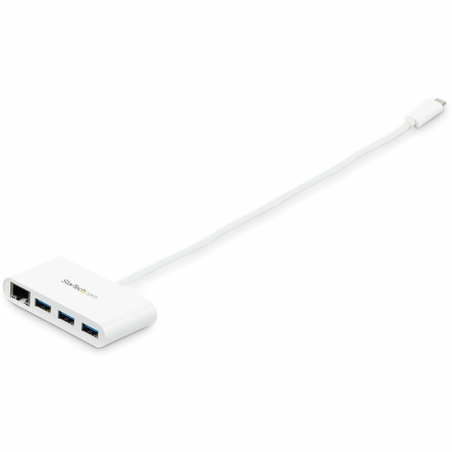 StarTech.com 3 Port USB C Hub with Gigabit Ethernet - USB-C to 3x USB-A - USB 3.0 - White - USB Hub with GbE - USB-C to USB Adapter - USB Type C Hub — HB30C3A1GEA