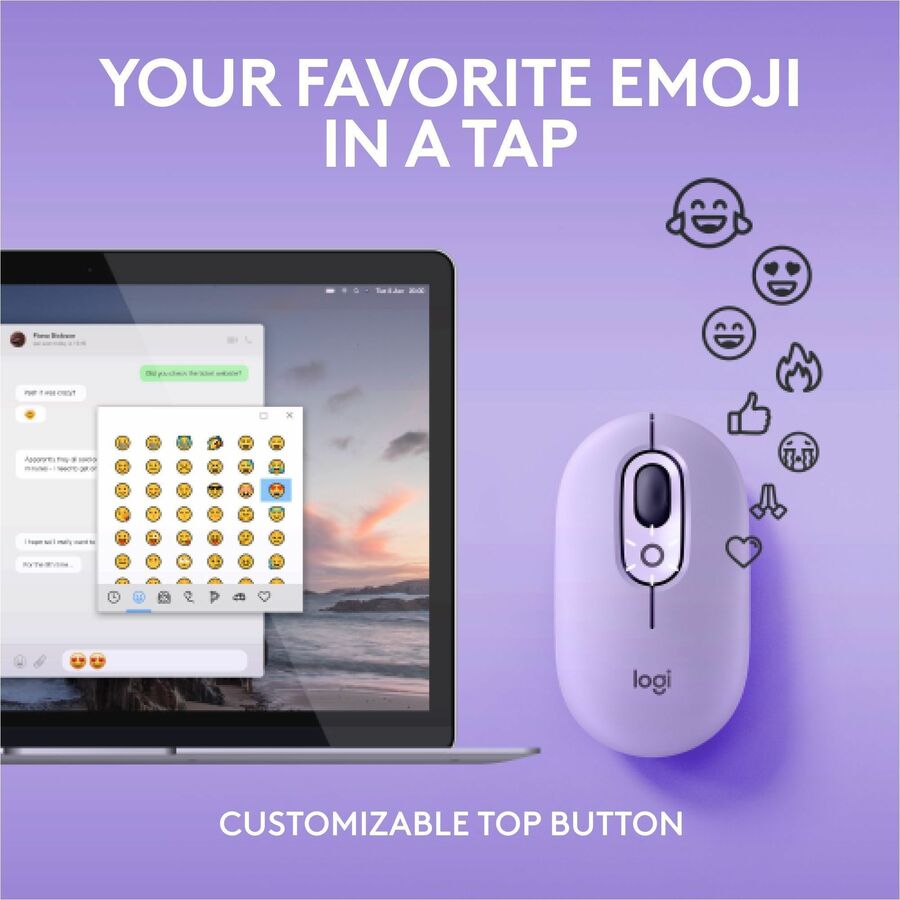 Logitech POP Mouse, Wireless Mouse with Customizable Emojis, SilentTouch Technology, Precision/Speed Scroll, Cosmos — 910-006624