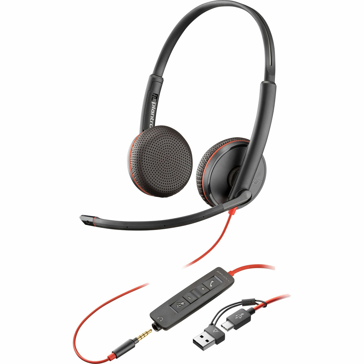 Poly Blackwire 3225 Stereo USB-C Headset + 3.5mm Plug + USB-C/A Adapter (Bulk) — 8X229A6