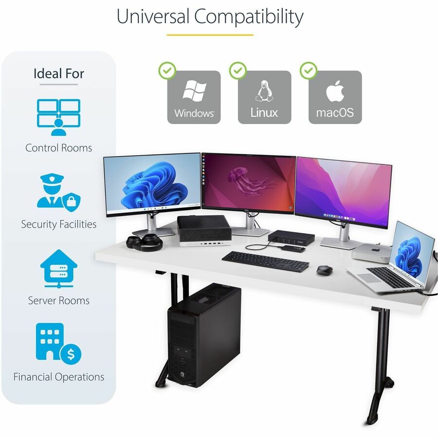 StarTech.com 4-Port KM Switch w/ Mouse Switching, USB 3.0 Keyboard/Mouse Switcher for 4 Computers, 3.5mm and USB Audio, TAA Compliant — P4A20132-KM-SWITCH