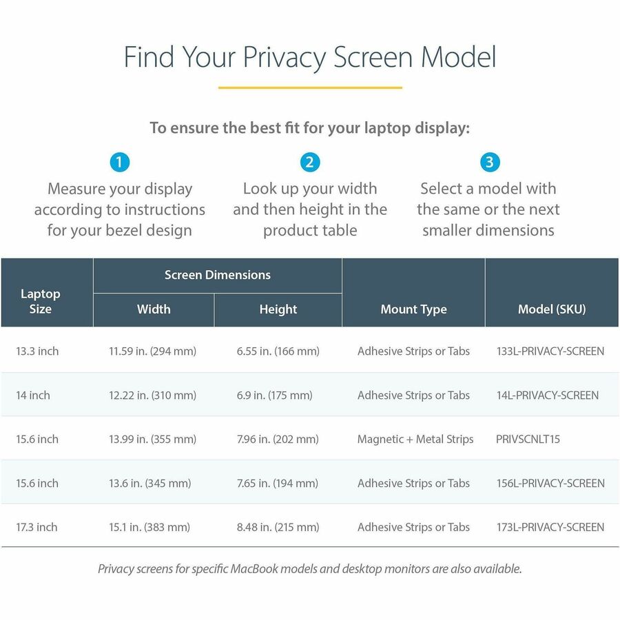 StarTech.com 15.6-inch 16:9 Laptop Privacy Filter, Anti-Glare Privacy Screen w/51% Blue Light Reduction, +/- 30° View Angle, Matte/Glossy — 156L-PRIVACY-SCREEN