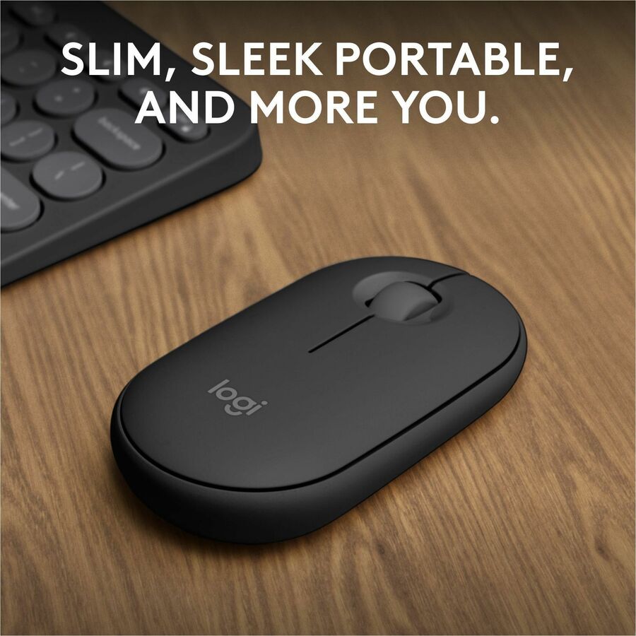 Logitech Pebble Mouse 2 M350s Slim Bluetooth Wireless Mouse, Portable, Customizable Button, Quiet Clicks - Tonal Graphite — 910-007024
